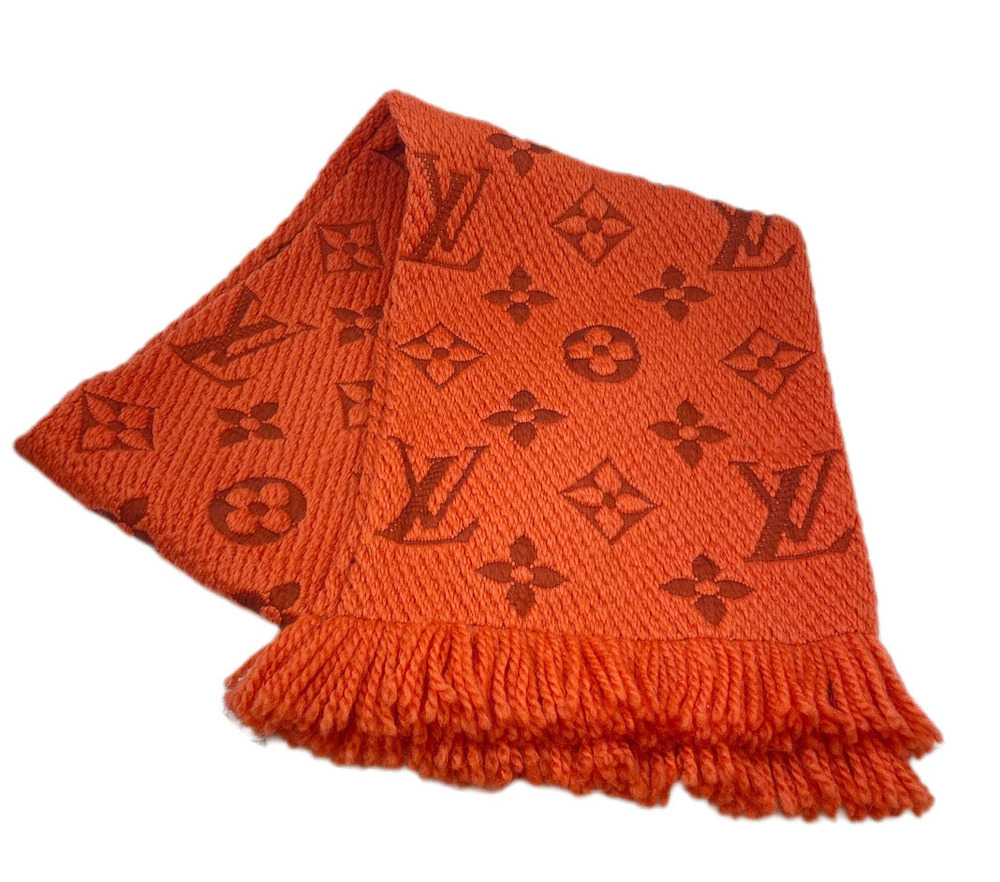 Louis Vuitton Echarpe Logomania Scarf Wool Orange Silver